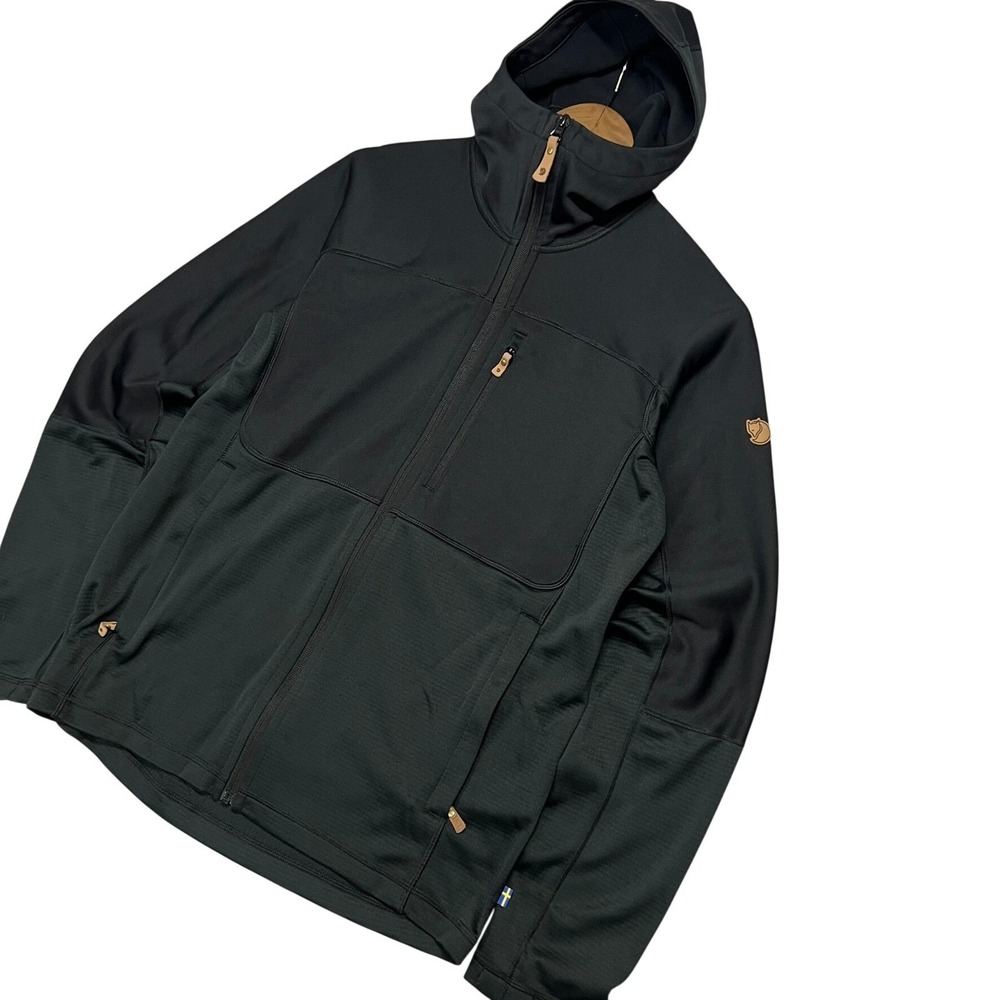 Fjallraven Abisko Trail Fleece Hoodie Mens M Black Full Zip Jacket Outdoor EUC